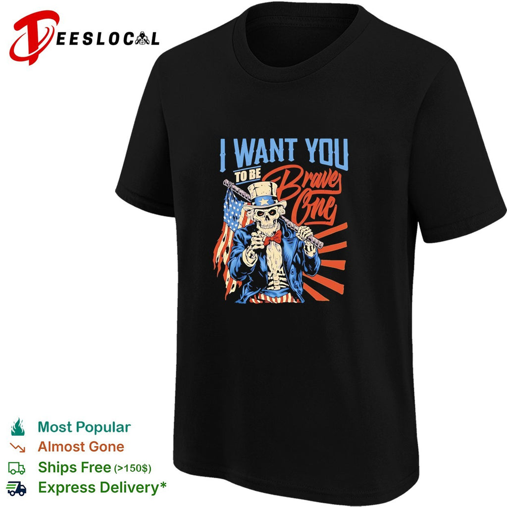 Uncle Sam skeleton I want you to be Braves One Atlanta Braves baseball bat shirt