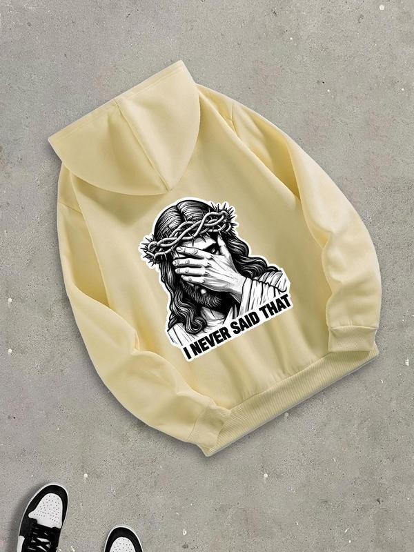 Unique Religious-Themed Hooded Sweatshirt, Knitted Fabric and Casual Style for Fall & Winter, Fitted Design with Pop Art...