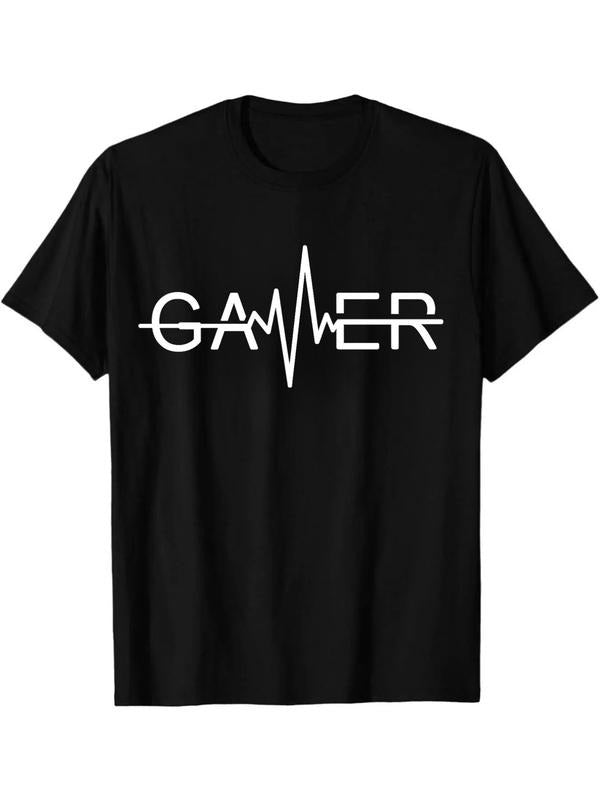Unisex "Gamer" Heartbeat Graphic T-Shirt, Gaming-Inspired Casual Streetwear, Comfortable Cotton Blend Top with Minimalist...