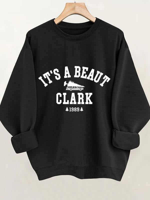 Unisex Black Christmas Vacation Movie Sweatshirt with "It's A Beaut Clark" 1989 Quote, Vintage Holiday Graphic Pullover...