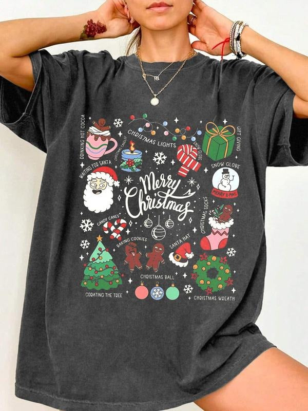 Unisex Christmas Tee with Vintage 2015 Design, Colorful Holiday Motifs Including Candy Canes and Gifts, Comfort Fit Short...