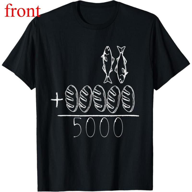 Unisex Cotton T-Shirt 2 Fishes 5 Breads Jesus Feeds The 5000 Christian Bible Verses T-Shirt Hoodie, Sweatshirt
