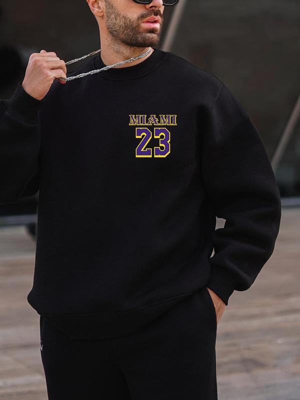 Unisex Essentials Sweatshirt Men's Figure & Letter Print Drop Shoulder Pullover, Regular Fit Casual Soft Comfy Long...