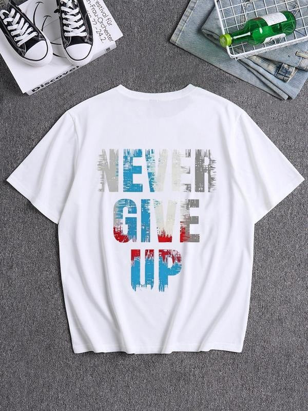 Unisex Graffiti Letter Print Round Neck Tee, Loose Casual Comfy Fashion Short Sleeve Crew Neck T-shirt for Daily Wear,...