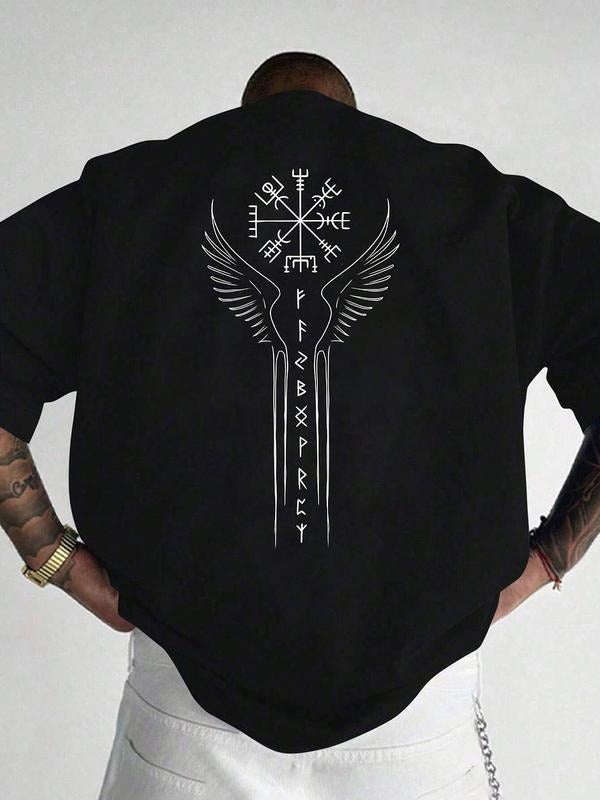 Unisex Graphic Tee, Regular Fit Short Sleeve Top, Streetwear Hip-Hop Vintage Style, Casual Long Clothing, H-Type...