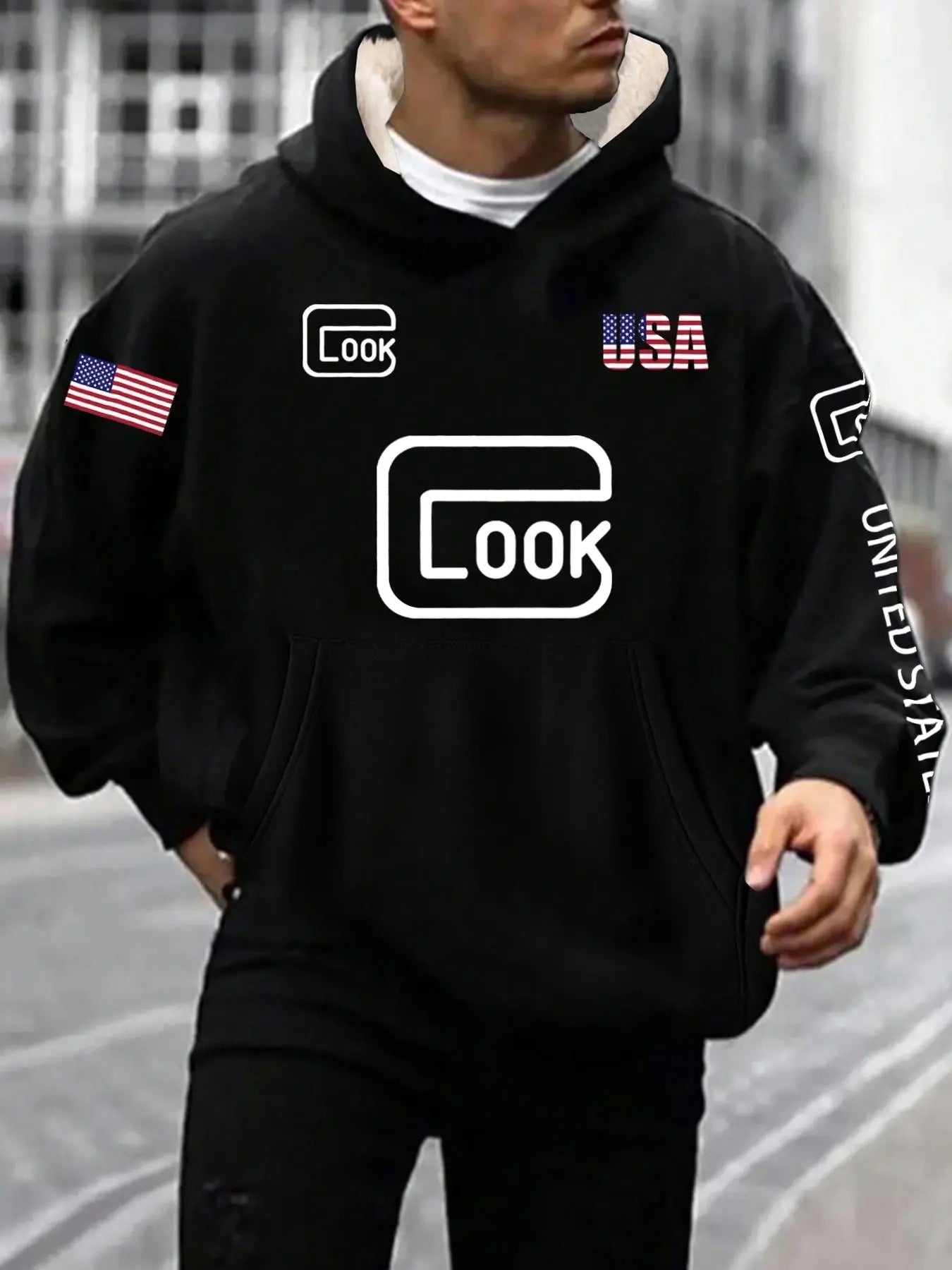 Unisex Letter Print Drop Shoulder Hoodie, Casual Regular Fit Long Sleeve Hooded Sweatshirt for Fall & Winter, Men's Top...