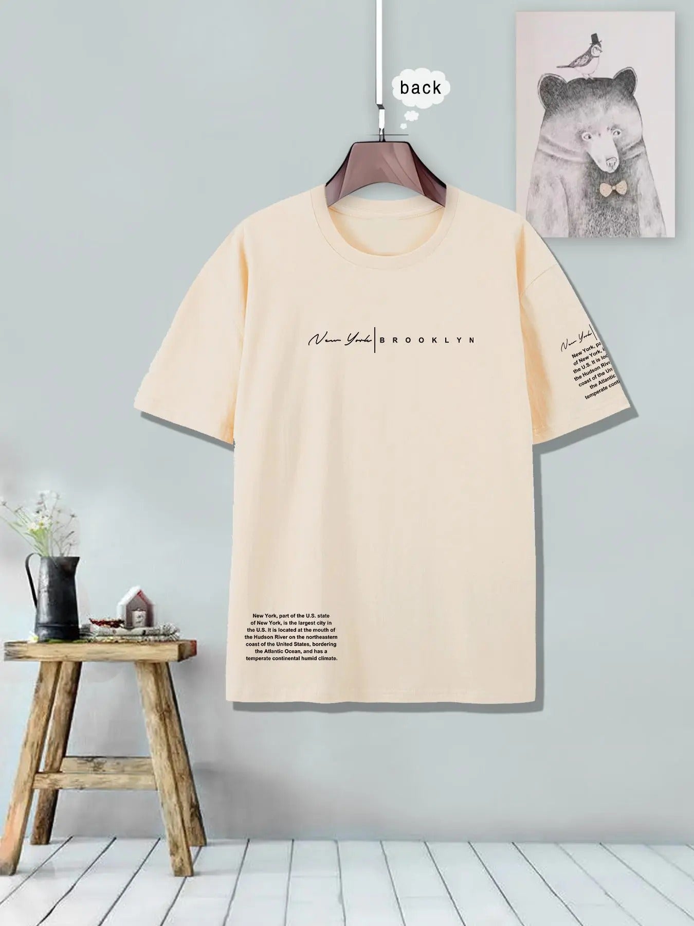 Unisex Letter Print Drop Shoulder Tee, Casual Loose Short Sleeve Round Neck T-Shirt for Summer, Fashion Men's Top for...