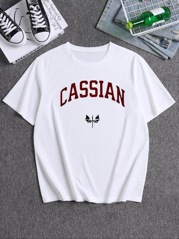Unisex Letter Print Round Neck Tee, Casual Short Sleeve T-Shirt for Summer, Men's Top for Daily Wear Hoodie, Sweatshirt