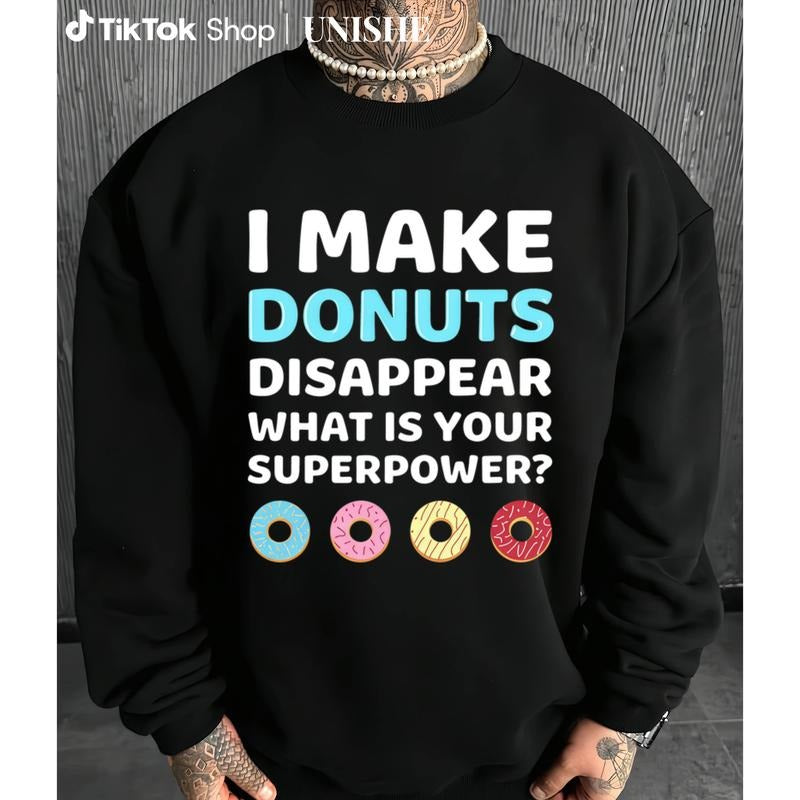Unisex Long Sleeve Sweatshirt Featuring Vibrant Donuts and Casual Crew Neck Design T-Shirts, Hoodie | PodTeesHub.com