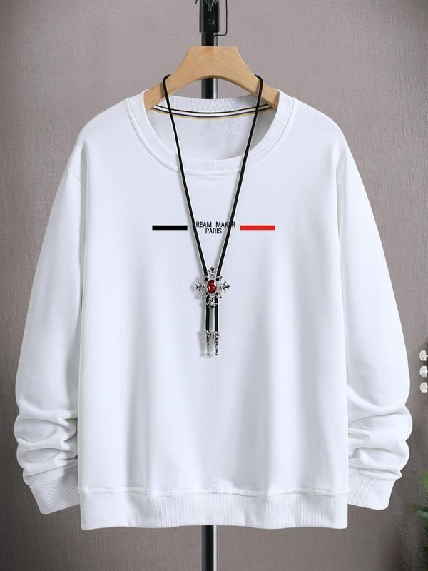 Unisex Men's 1 Piece Letter Print Essentials Hoodie Sweatshirt Without Necklace, White Crew Neck Long Sleeve Drop...