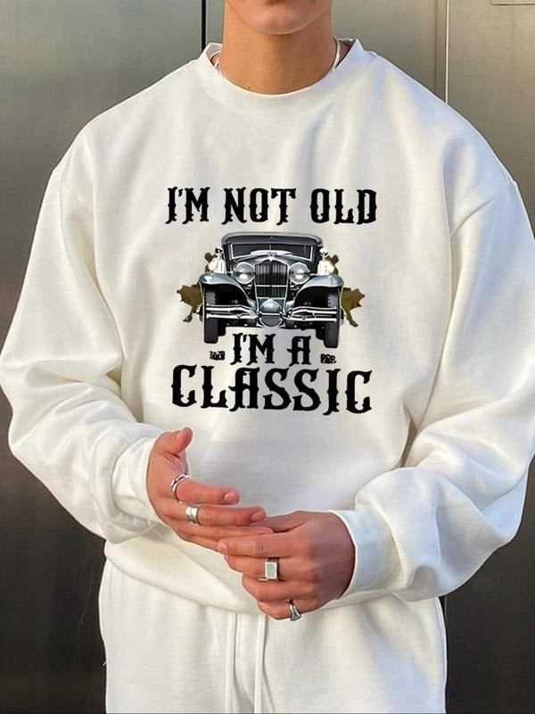 Unisex Men's Car Graphic Print Round Neck Essentials Sweatshirt, Regular Fit Casual Long Sleeve Pullover for Spring &...