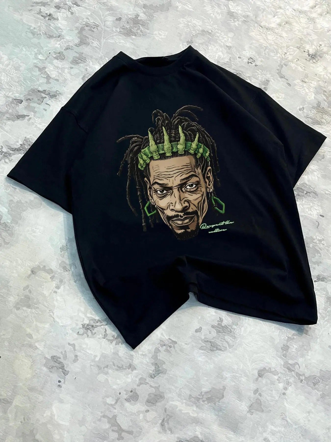 Unisex Men's Cartoon Figure Print Drop Shoulder Tee, Loose Street Fashion Soft Comfy Half Sleeve Round Neck T-shirt for...