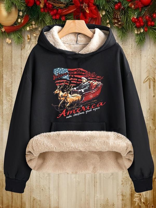 Unisex Men's Christmas Themed Drop Shoulder Hoodie, Casual Regular Fit Long Sleeve Hooded Sweatshirt for Daily Holiday...