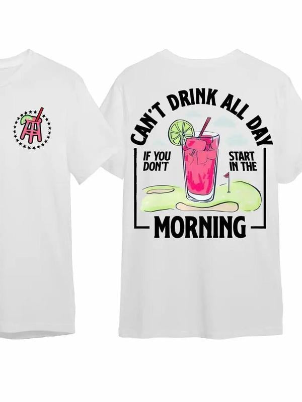 Unisex Men's Drink All Day Don't Drink All Day Letter Print Round Neck Tee, Regular Fit Casual Street Short Sleeve...
