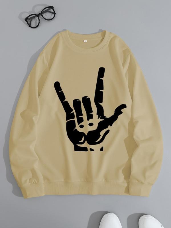 Unisex Men's Gesture Print Round Neck Sweatshirt, Regular Fit Printed Long Sleeve Crew Neck Essentials Hoodie Pullover...