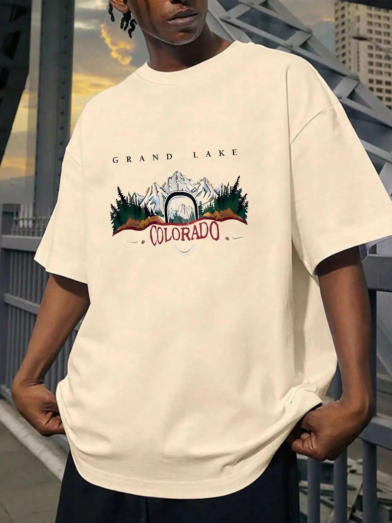 Unisex Men's Landscape Print Round Neck Graphic Tee, Loose Casual Short Sleeve T-shirt for Daily Wear, Men's Top for...