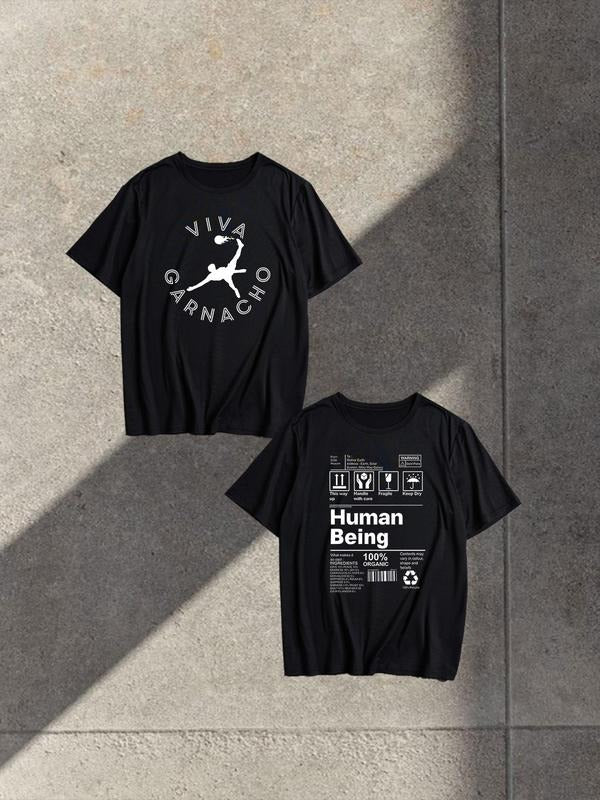 Unisex Men's Letter Print Round Neck Graphic Tee, Street Fashion Casual Short Sleeve T-shirt for Daily Wear, Menswear,...