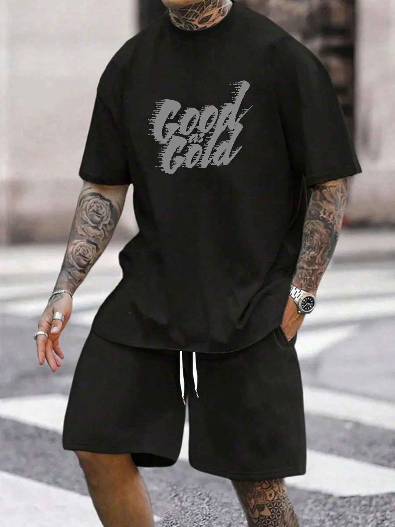 Unisex Men's Letter Print Round Neck Tee, Loose Street Fashion Casual Short Sleeve T-shirt for Daily Wear, Men's Clothes...