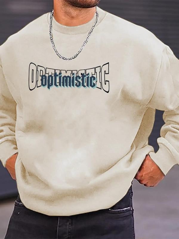 Unisex Men's Letter Print Thermal Lined Essentials Sweatshirt Without Necklace, Casual Regular Fit Long-sleeve Round Neck...