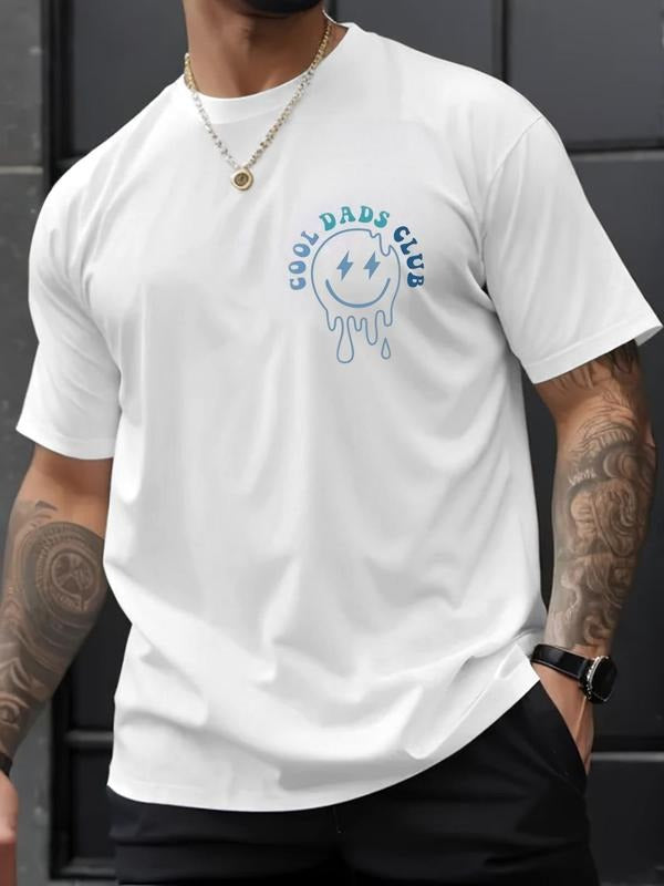 Unisex Men's Regular Fit Cool Dads Club Letter Print Round Neck Tee, Street Fashion Casual Short Sleeve T-shirt for Daily...