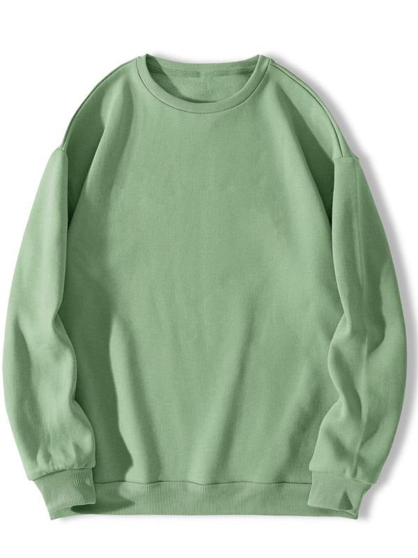Unisex Men's Regular Fit Solid Long Sleeve Crewneck Sweatshirt, Plain Round Neck Pullover Essentials Hoodie for Daily...