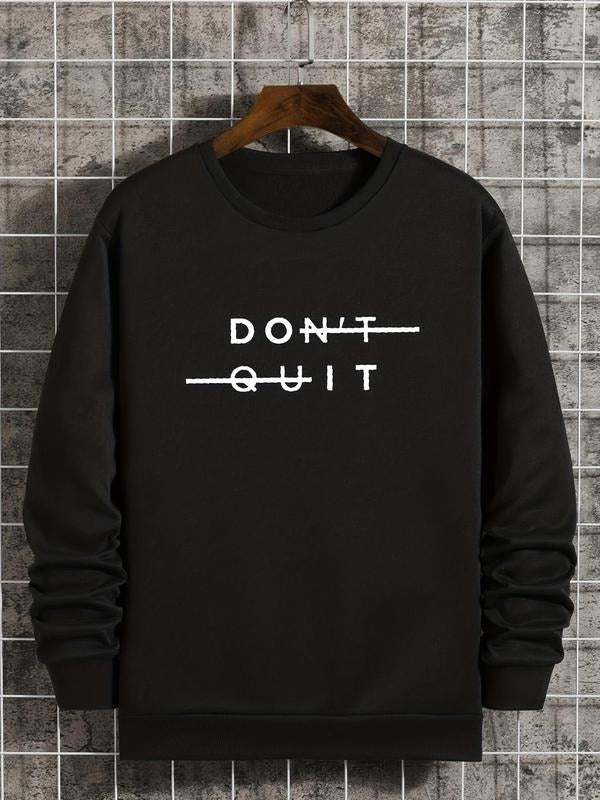 Unisex Men's Slogan Print Drop Shoulder Essentials Sweatshirt, Fashion Casual Regular Fit Crew Neck Sweatshirt for Daily...