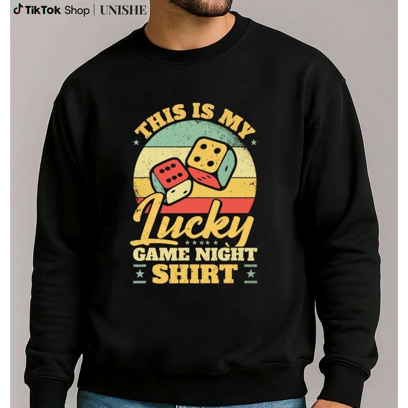 Unisex Sweatshirt for Game Night Hosts with Lucky Board Long Sleeve Print T-Shirts, Hoodie | PodTeesHub.com