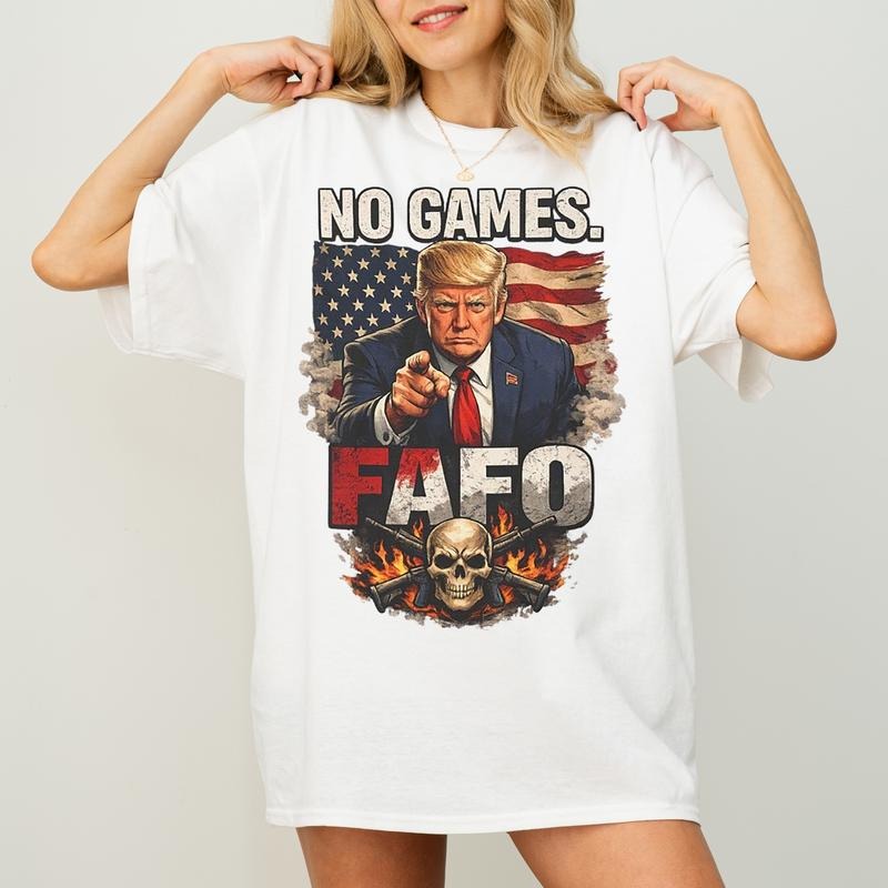 [Unisex T-Shirt][Made In USA] Trump No Games FAFO Graphic Shirt, Political Skull Flag T-shirt, FAFO Shirt, Cool Trump...