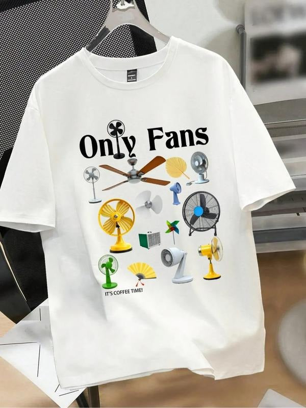 Unisex Trendy Letter Print Round Neck T-Shirt, Loose-Fit Summer Vacation Style Sportswear, Perfect for Daily Leisure...