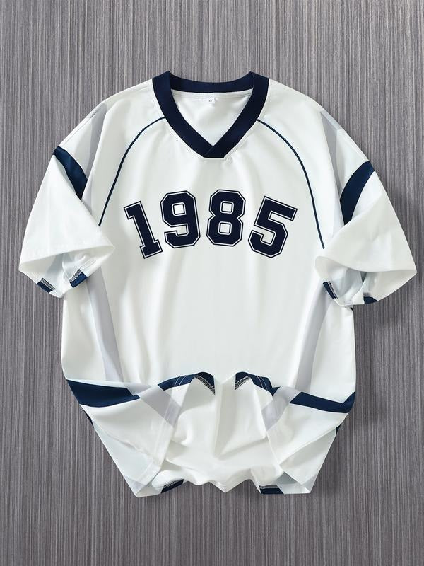 Unisex Vintage American Sports Jersey, Block, 1985 Digital Print Loose Fit Casual Short Sleeve Top T-Shirts, Hoodie,...