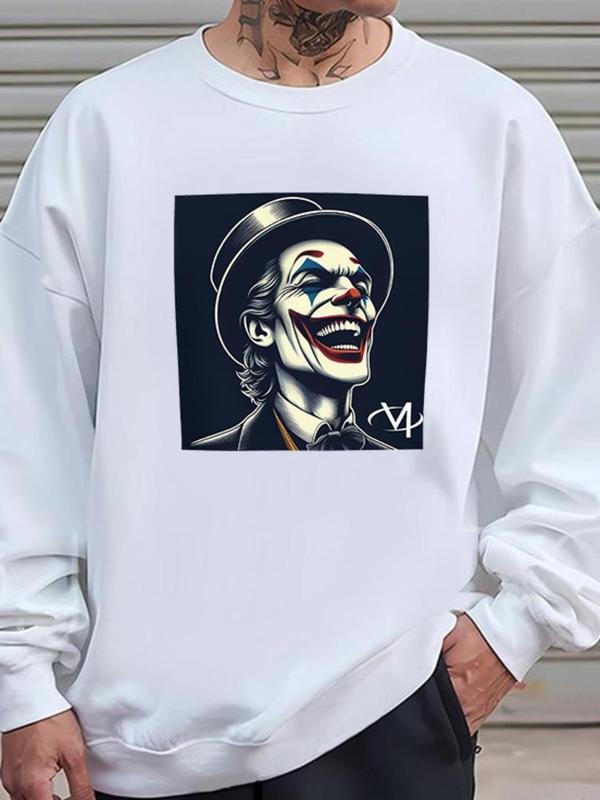 Unisex's Figure Pattern Drop Shoulder Sweatshirt, Regular Fit Street Long Sleeve Round Neck Pullover for Fall & Winter,...