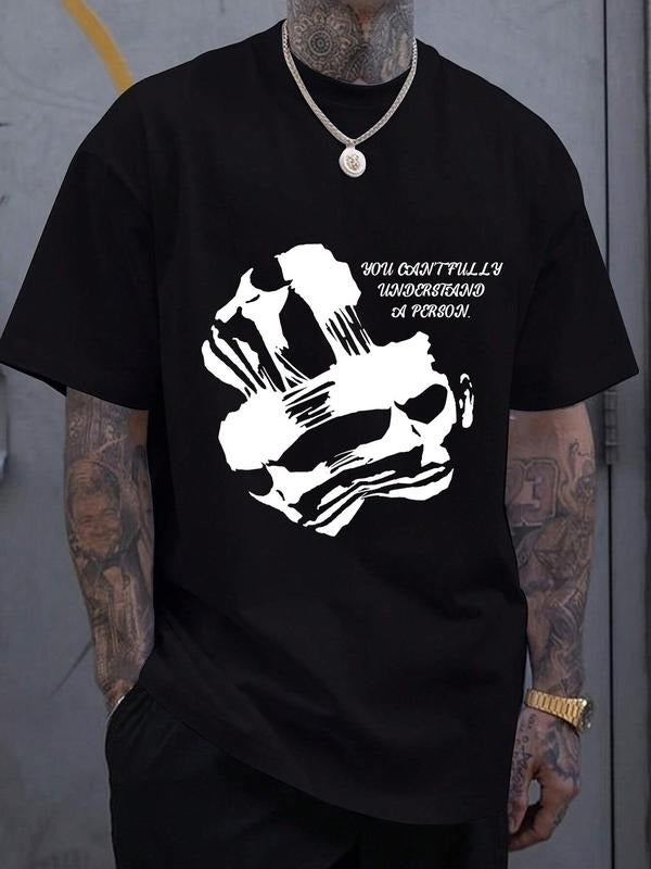 Unisex's Graphic Print Round Neck Tee, Vintage Trendy Casual Short Sleeve T-shirt for Daily Wear, Menswear for All...