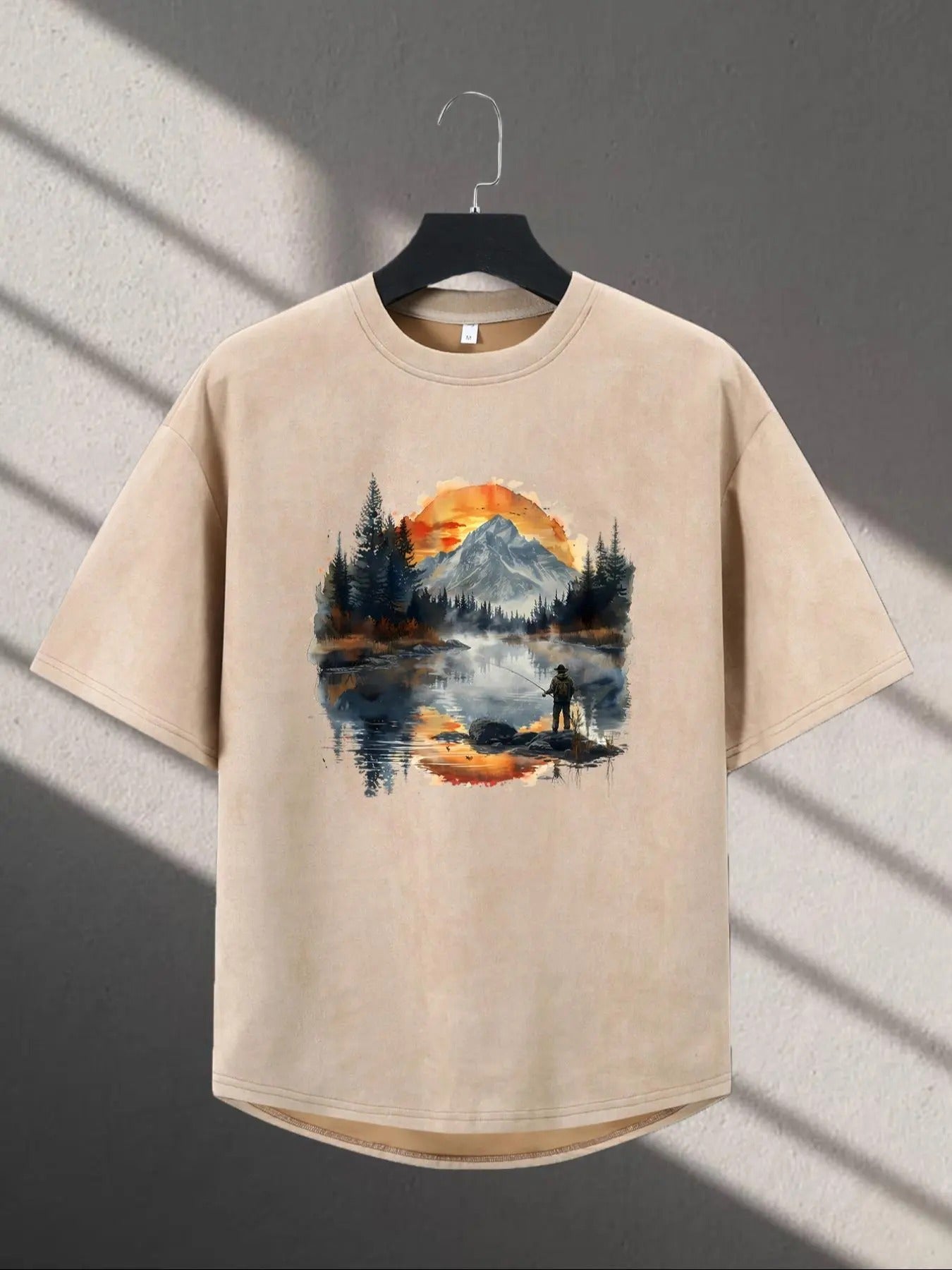 Unisex's Landscape Print Drop Shoulder Tee, Loose Casual Comfy Short Sleeve Round Neck T-Shirt for Summer, Fashion...