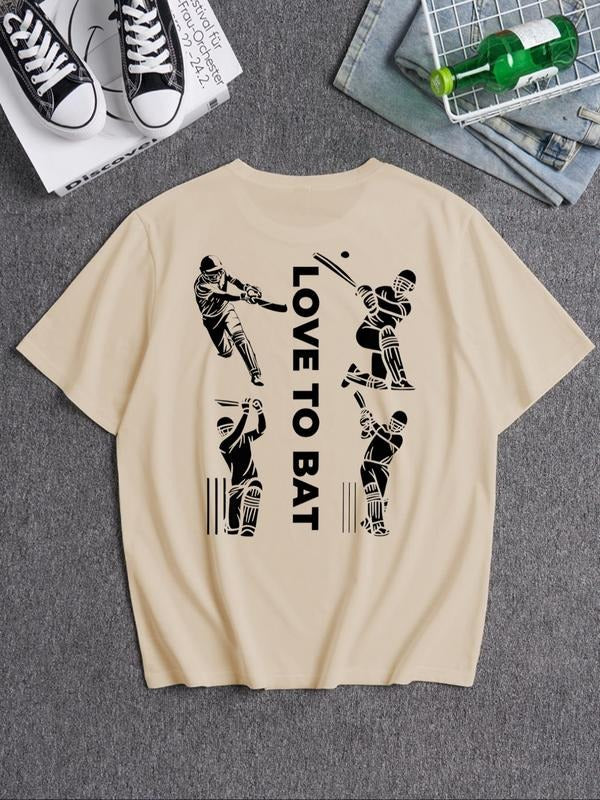 Unisex's Letter & Figure Print Round Neck Tee, Loose Casual Short Sleeve Crew Neck T-shirt for Summer, Fashion Unisex's...
