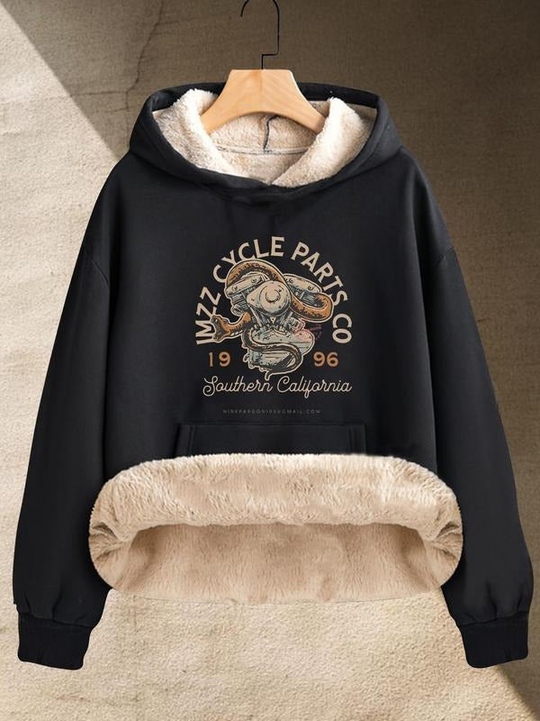 Unisex's Letter & Snake Print Drop Shoulder Hoodie, Casual Regular Fit Long Sleeve Hooded Sweatshirt for Fall & Winter,...