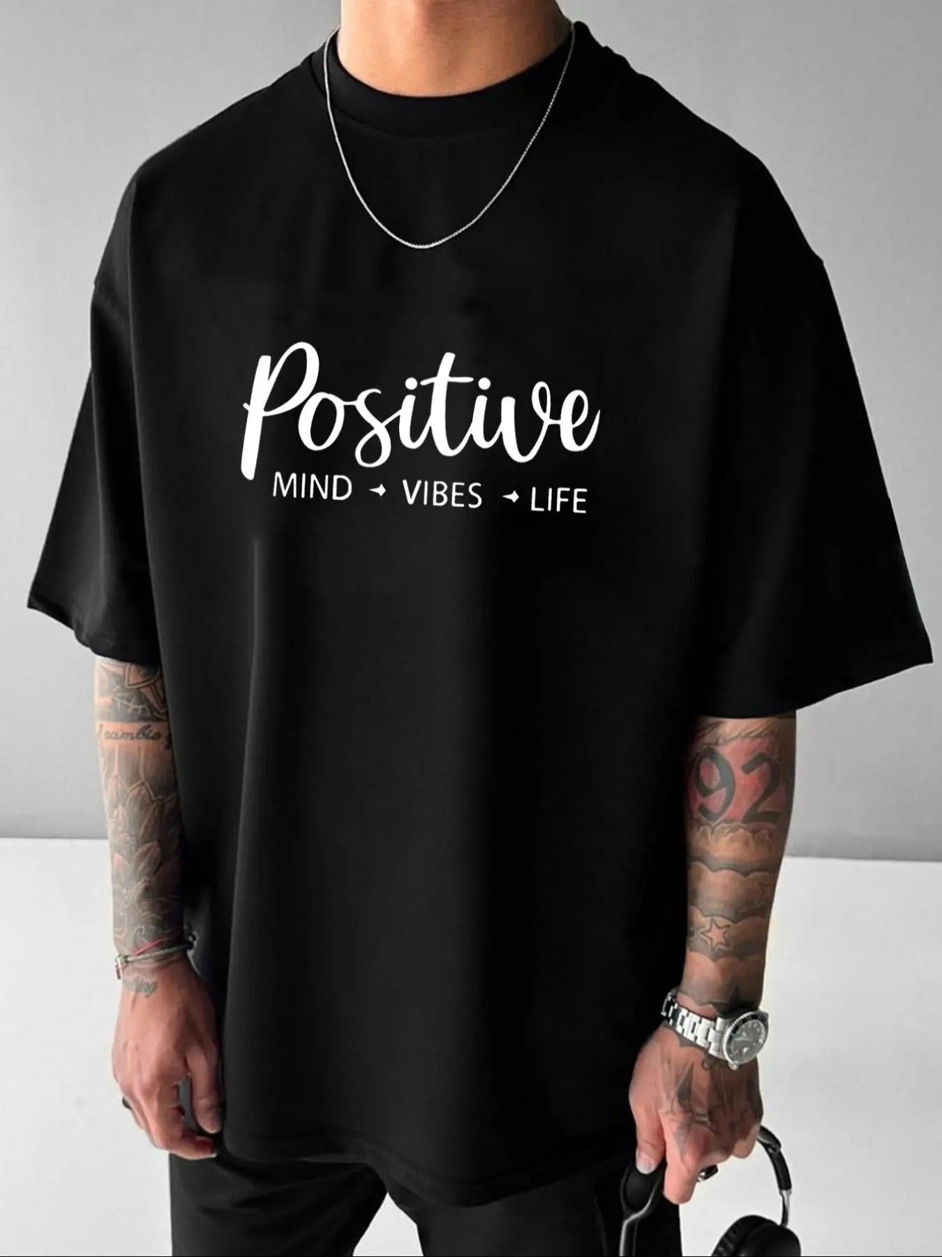 Unisex's Letter Print Drop Shoulder Tee, Casual Comfy Loose Round Neck Half Sleeve T-shirt for Daily Wear, Menswear for...