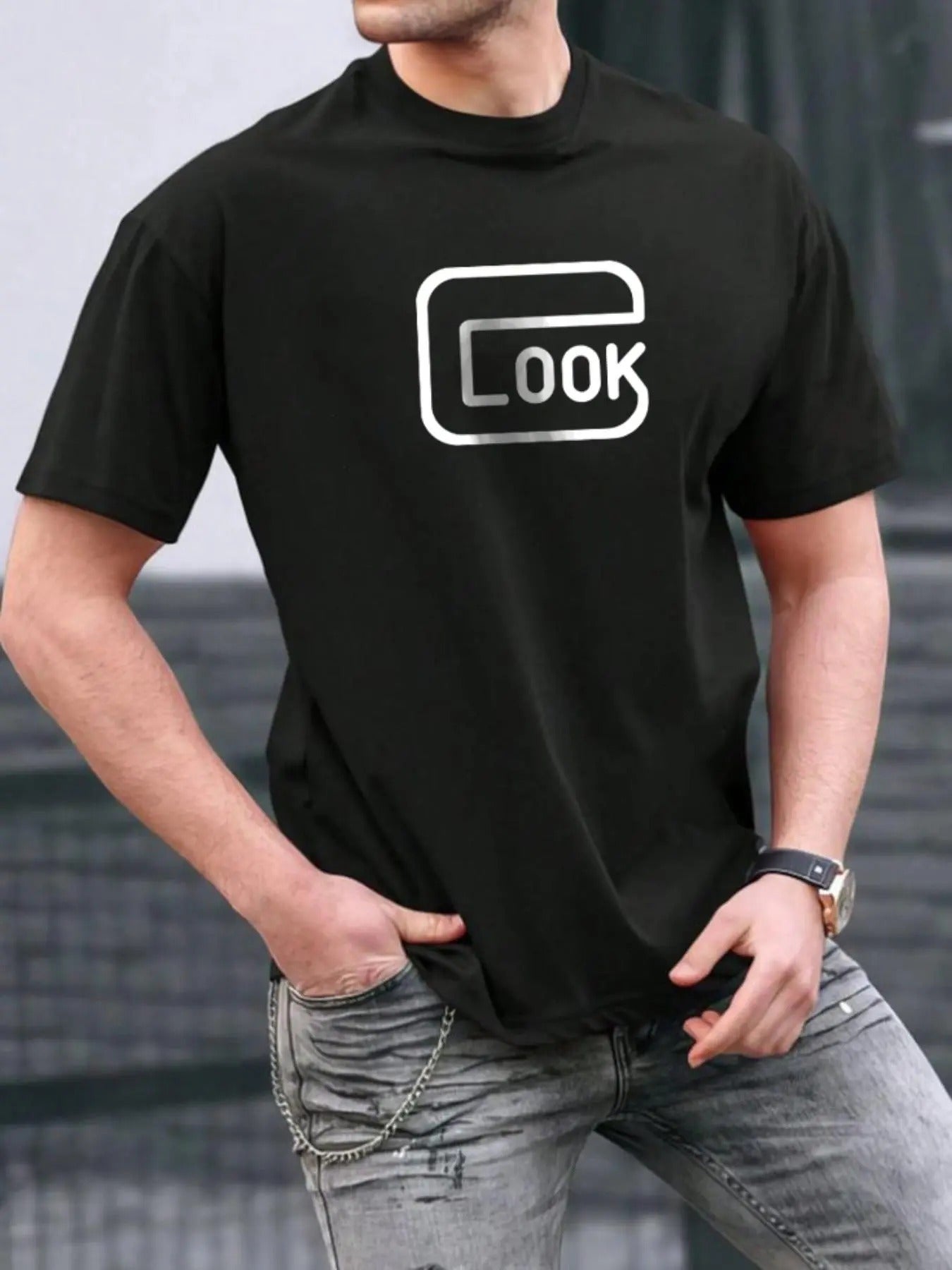 Unisex's Letter Print Round Neck Graphic Tee, Casual Short Sleeve T-shirt for Daily Wear, Men's Top for All Seasons...