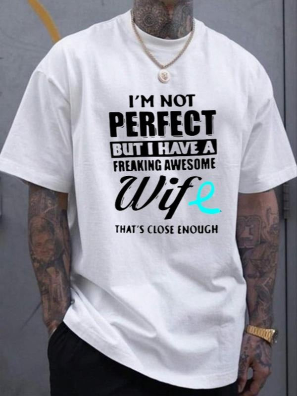 Unisex's Letter Print Round Neck Tee, Casual Fashion Short Sleeve T-shirt for Summer, Men's Top for Daily Wear Hoodie,...