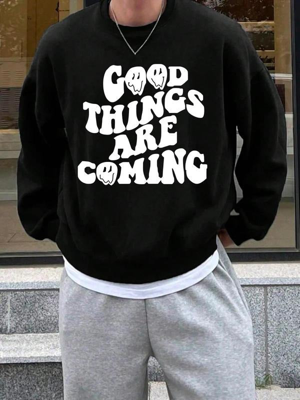 Unisex's Letter Print Thermal Lined Sweatshirt, Casual Soft Comfy Regular Fit Long Sleeve Round Neck Pullover for Fall &...