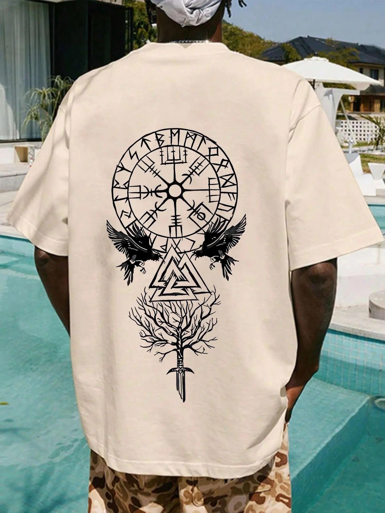 Unisex's Round Neck Graphic Tee, Casual Short Sleeve T-shirt for Summer, Menswear for Daily Wear Hoodie, Sweatshirt