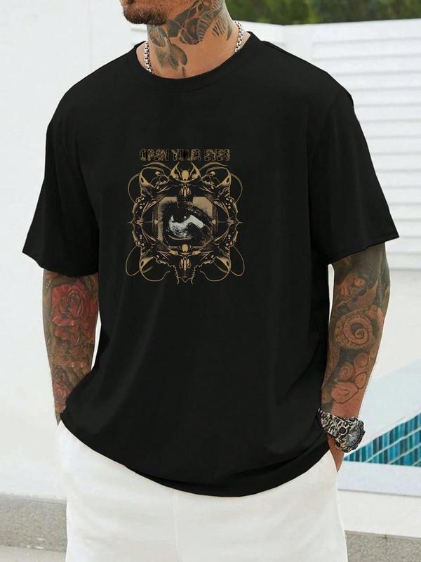 Unisex's Street Style Graphic Print Round Neck Tee, Loose Casual Comfy Street Fashion Short Sleeve Crew Neck T-shirt for...