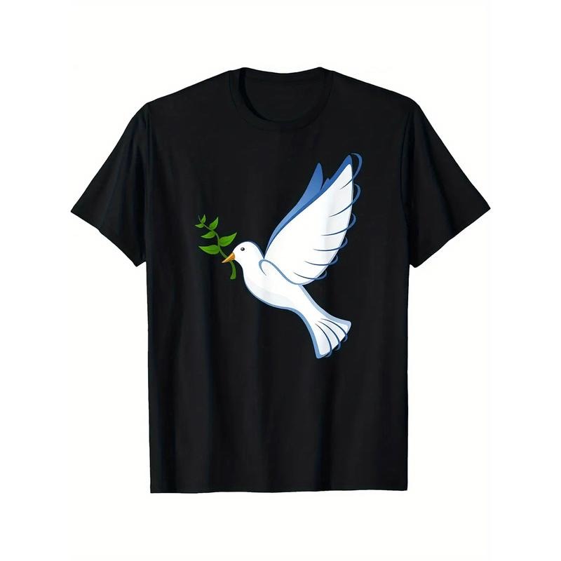 UnisexPeace Dove & Olive Branch Graphic T-Shirt for Men & Women - 100% Cotton Soft Breathable Regular Fit High Neck...