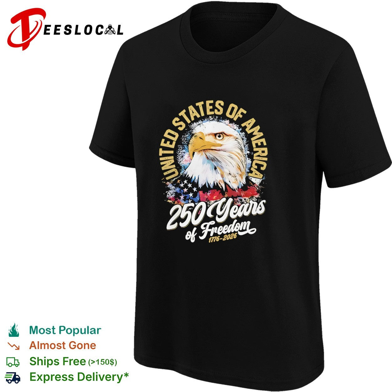 United States of America 250 Years of Freedom 1776 2026 Bald Eagle patriotic shirt