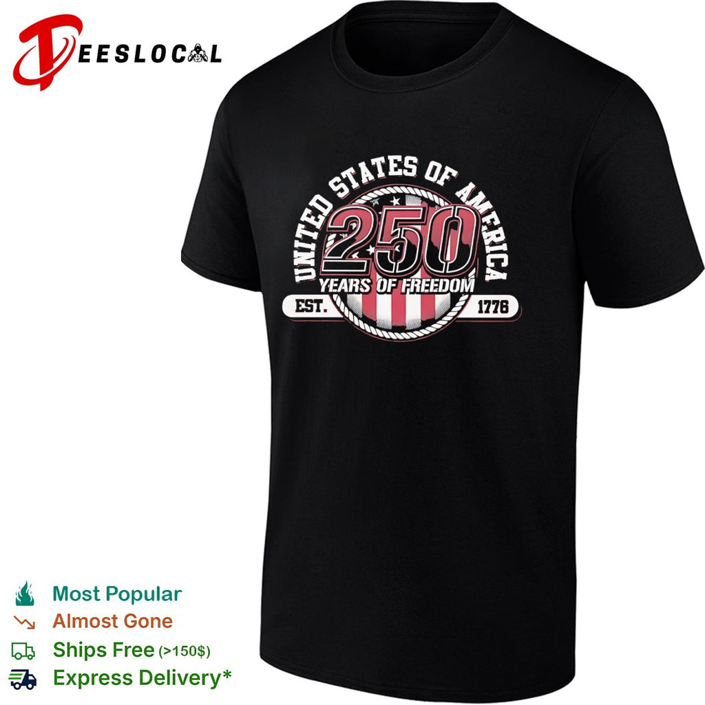 United States of America 250 Years of Freedom Est 1776 Patriotic American Flag shirt