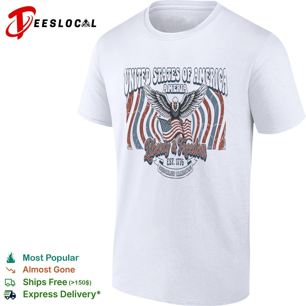 United States of America Ameria Liberty and Freedom Est 1776 Anniversary Celebration shirt