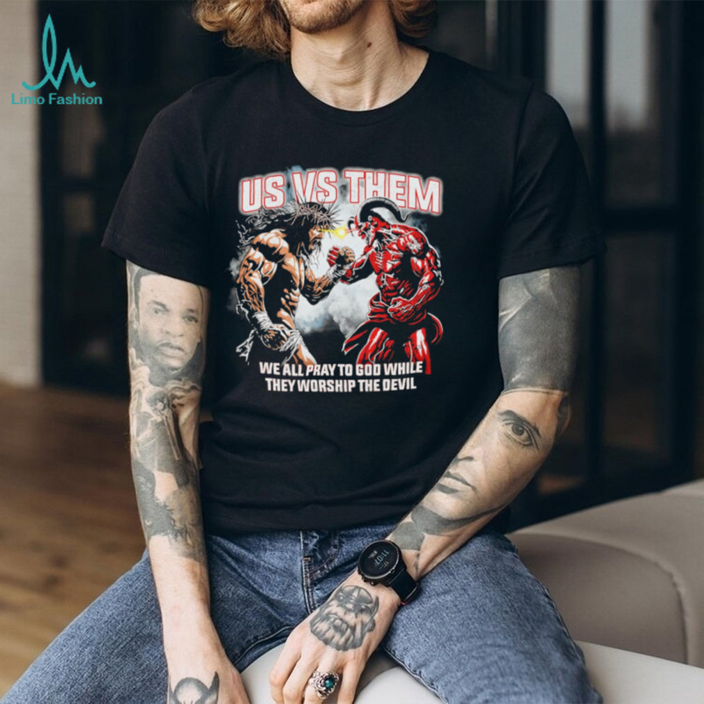 Us Vs Them Jesus Versus Devil Religious Battle Graphic T Shirt