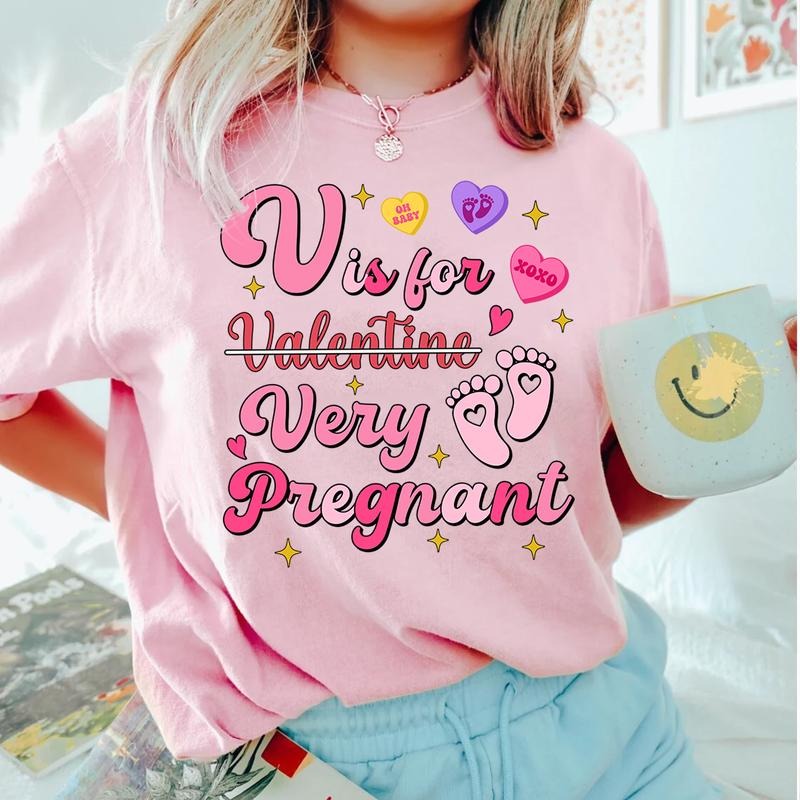 V is for Very Pregnant Shirt - Funny Valentine Pregnancy Announcement Tee