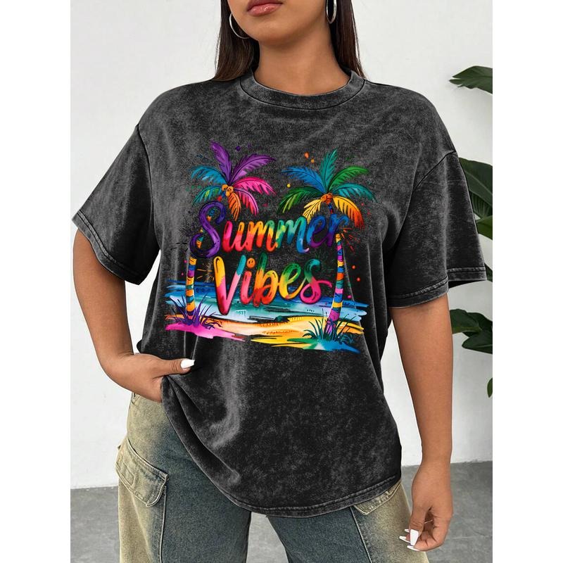 Vacation - spirit Washed Tee: "Summer Vibes" Design Evoking Relaxation and Joy Hoodie, Sweatshirt | PodTeesHub.com