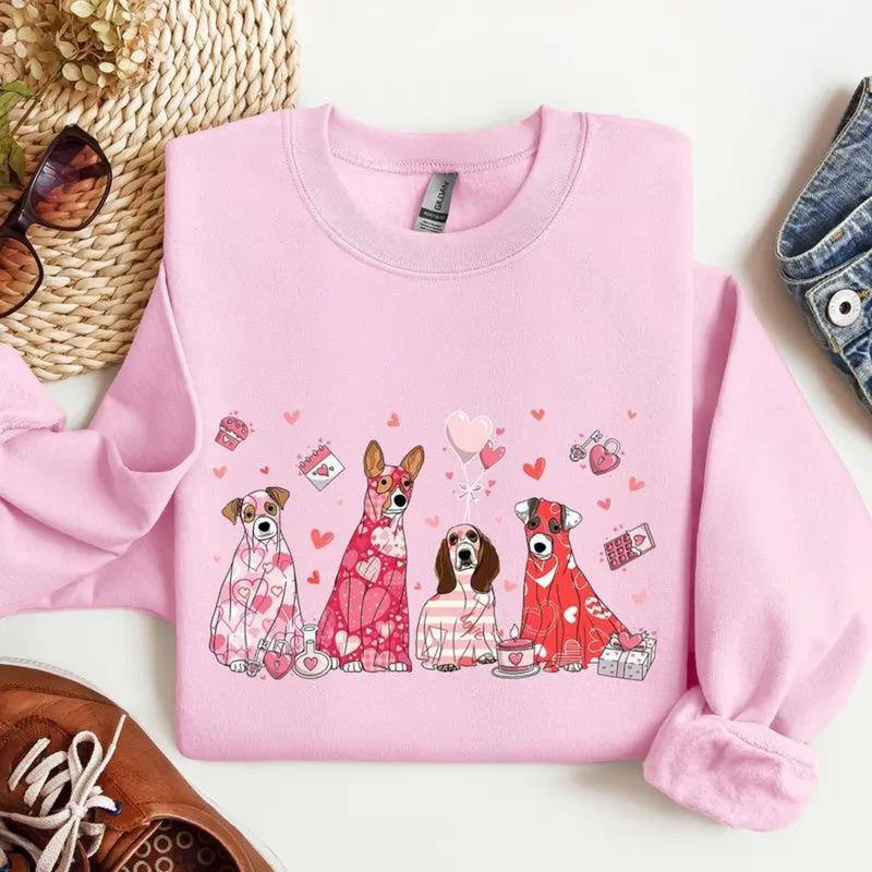 Valentine Ghost Dogs Sweatshirt, Valentine's Day Sweatshirt T-Shirts, Hoodie | PodTeesHub.com