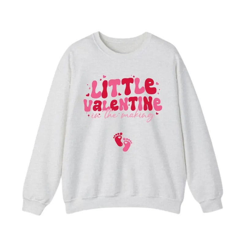 Valentine's Day Pregnancy Announcement Sweatshirt - Little Valentine in the Making, Cute Baby Reveal Gift for Men and...